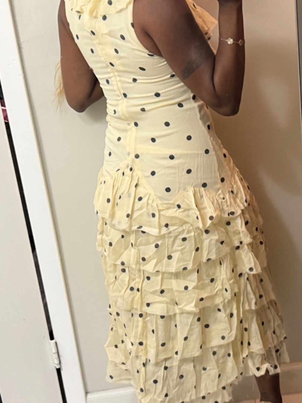 Zara Cream Polka Dot Ruffle Maxi Dress - Picture 7 of 13